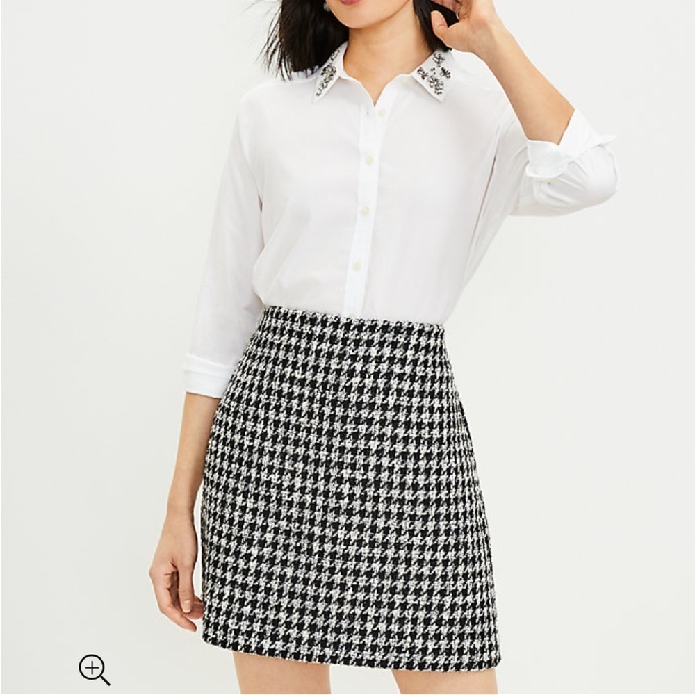 Never worn Loft Shimmer Houndstooth tweed Shift Skirt size 8